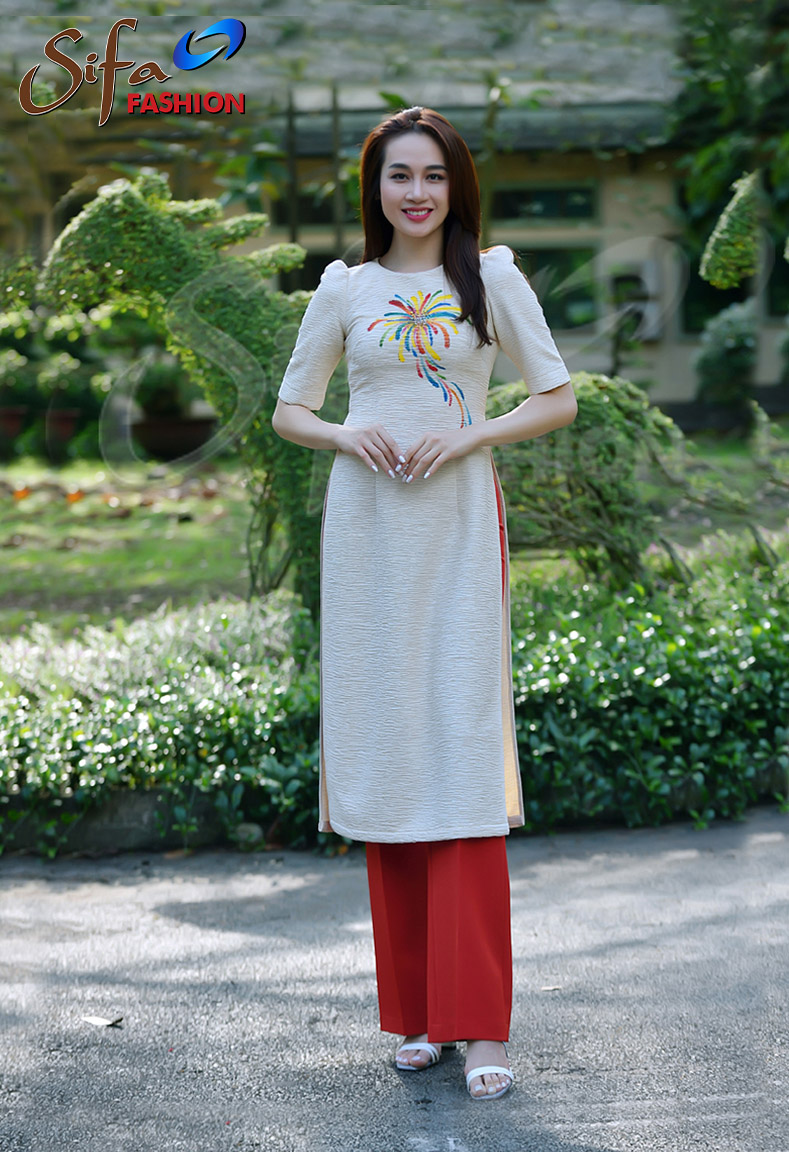 Áo dài cách tân vẽ tay