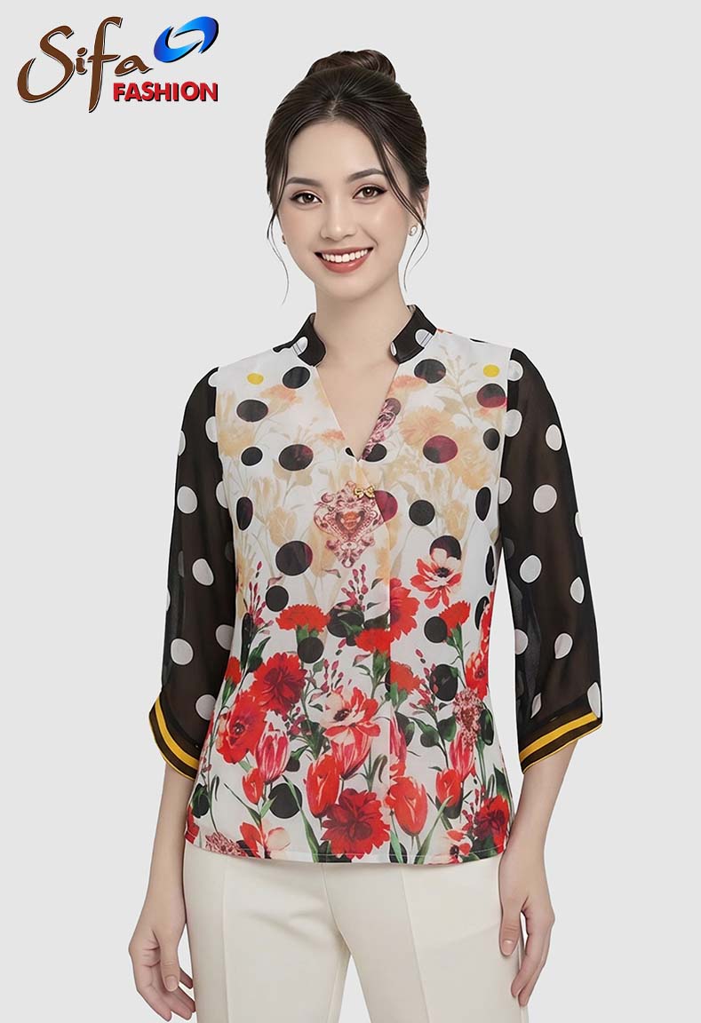 Áo bông cổ tim