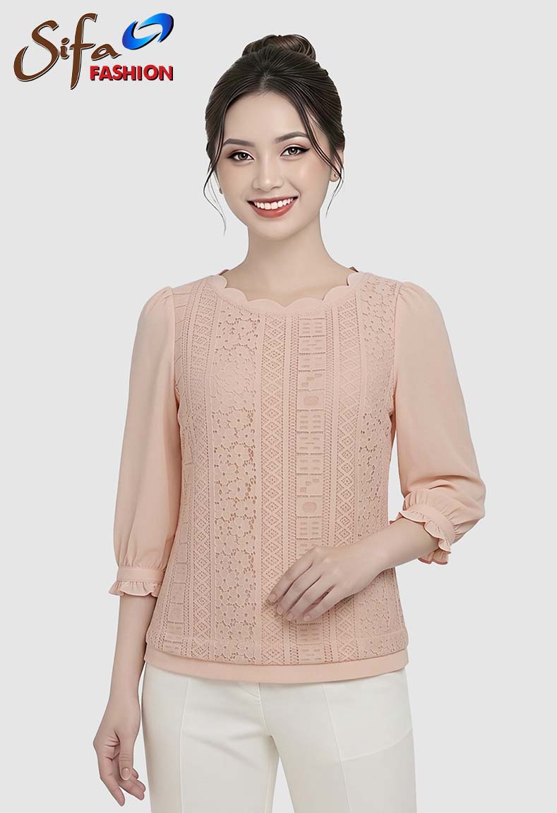 Áo ren cổ lượn